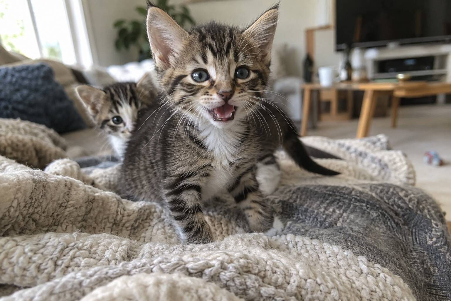 Un chaton qui miaule